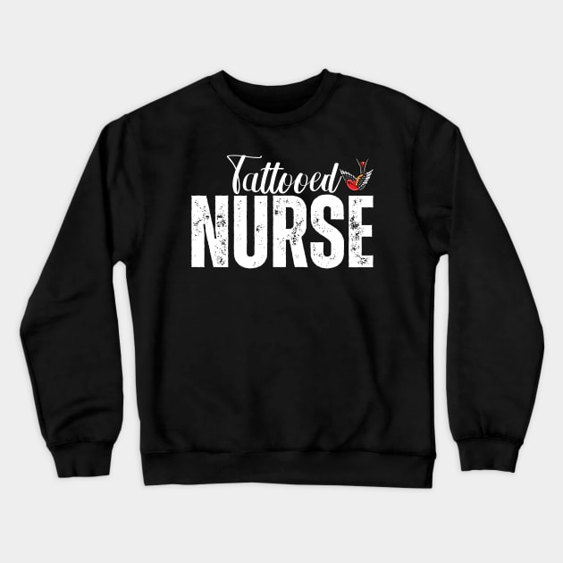 Tattooed Nurse With Small Red & Black Swallow Crewneck Sweatshirt by jackofdreams22